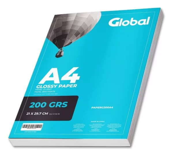 Papel Fotográfico Global A4 x 20 Hojas 200g Brillante Glossy