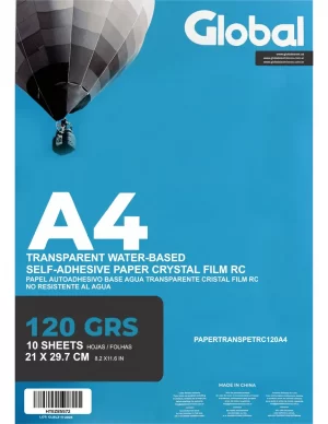 Papel Autoadhesivo Transparente A4 Vinilo Fotográfico 120 Grs 10 Hojas