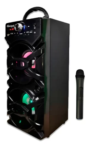Parlante karaoke inalámbrico con luces Global SBL-13KARAOKE-BK