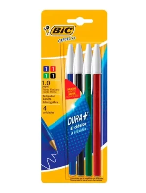 Lapicera Boligrafo Bic X 4 Colores Clásicos