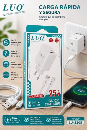 Cargador Tipo C USB Luo LU-8305 25W